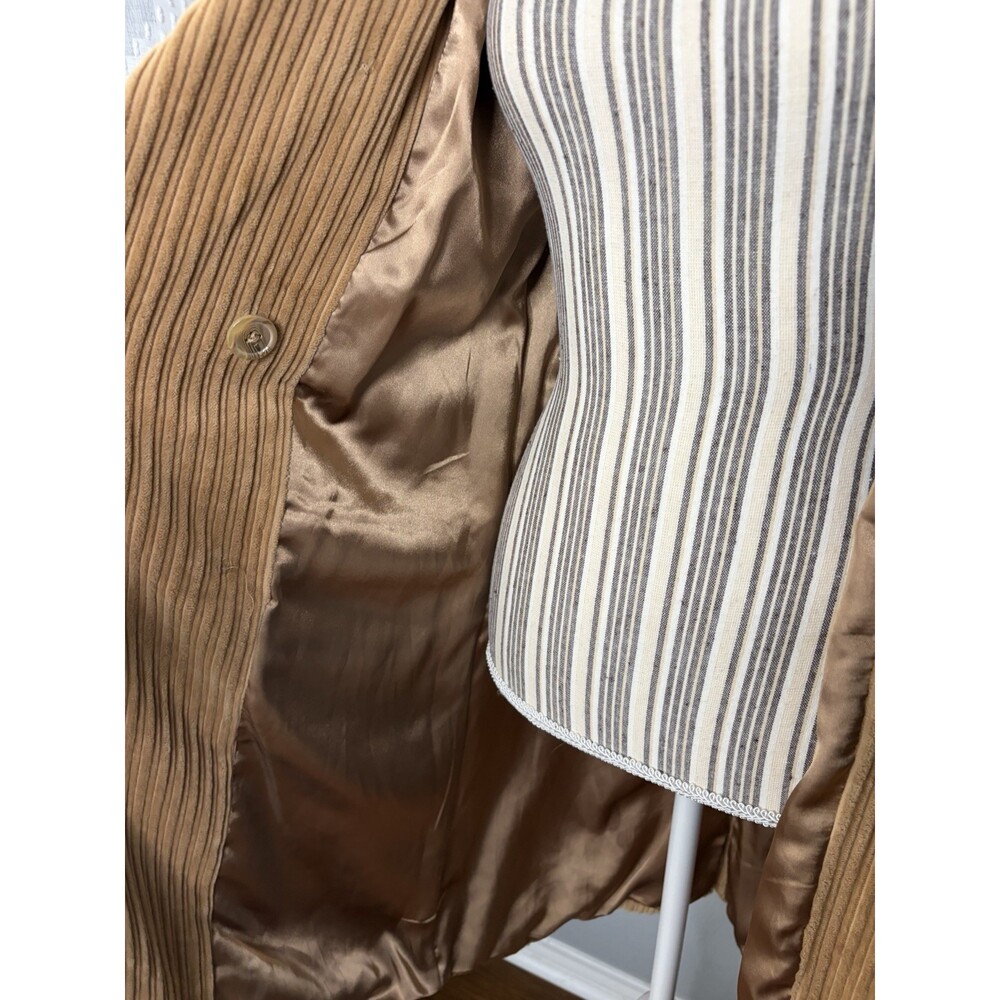 Vintage xhilaration Y2K Corduroy Trench Coat in Camel Color MEDIUM/LARGE - Picture 3 of 4